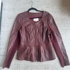 Hinge Maroon Leather Jacket